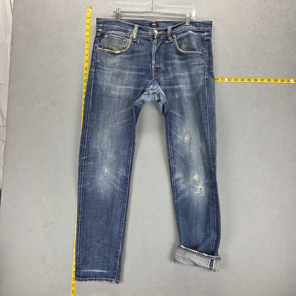 Edwin Jeans Mens 36x32 Blue Selvedge Japanese Denim Whiskers Honeycomb Repaired